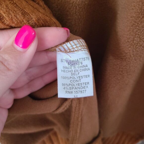 La Miel US Womens M Camel Brown Cowl Neck Sweater With Ribbed Hem & Sleeves - Picture 7 of 10